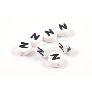 Acrylic flat round bead letter N